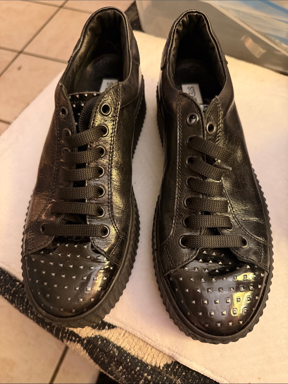 Women’s Black Studded Low-Top Sneakers